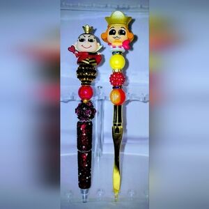 Colorful Beaded Pen Set - Gold, Red, Pink, Yellow